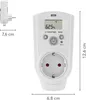 A product shot of a digital hygrometer plug with dimensions indicated. Podgląd zdjęcia produktu