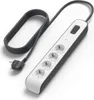 A white and gray Belkin Surgemaster surge protector with four outlets and a black power cord, shown on a white background. Náhled obrázku produktu