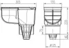 Technical drawing with dimensions of a gutter downpipe adapter. Produktbild-Vorschau