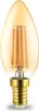 A single LED candle bulb with an amber glass and a gold-colored base, isolated on a white background. Produktbild-Vorschau