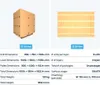 A visual representation of product dimensions and packaging details, including 3D and 2D views, and a table of specifications. Anteprima dell’immagine prodotto
