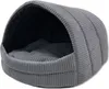 A gray corduroy pet bed shaped like a cave or igloo. Anteprima dell’immagine prodotto