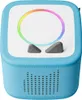A blue Toniebox starter set with a colorful light ring and two gray buttons. Produktbild-Vorschau