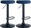 Two blue bar stools with black bases and adjustable height mechanisms are shown against a white background. Podgląd zdjęcia produktu