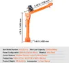 An orange electric pickup truck crane is shown against a white background, with dimensions and specifications provided. Anteprima dell’immagine prodotto