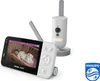 A Philips Avent video baby monitor set, consisting of a parent unit with a screen and a baby unit camera, displayed on a white background. Produktbild-Vorschau