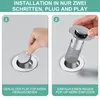 2-in-1 Waschbeckenstöpsel mit Abflusssieb, 2 Stk,Edelstahl, Produktbild-Vorschau 3