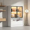 Vysoká vitrína Merax s 16barevným LED osvětlením, moderní Náhled obrázku produktu 1