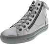 A single silver high-top sneaker with laces and a side zipper, shown from a three-quarter angle on a white background. Anteprima dell’immagine prodotto