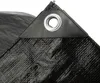 Close-up of a black tarp corner with a reinforced grommet. Produktbild-Vorschau