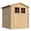 A wooden garden shed is shown against a white background. Produktbild-Vorschau