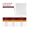 A size chart for a winter duvet, showing dimensions and fill weight, alongside an image of a duvet. Produktbild-Vorschau