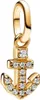 A close-up studio shot of a gold anchor charm with clear stones. Podgląd zdjęcia produktu