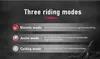 A graphic displaying three riding modes for an electric bike. Produktbild-Vorschau