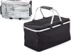 A black insulated picnic basket with silver handles and trim, shown with its interior liner visible in a separate inset image. Náhled obrázku produktu