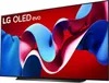 A close-up view of an LG OLED evo TV displaying a vibrant, abstract graphic. Produktbild-Vorschau