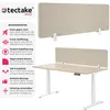 A desk divider shown both on its own and attached to a height-adjustable desk. Náhled obrázku produktu