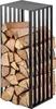 A black metal firewood rack filled with logs. Náhled obrázku produktu