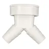 A white Y-shaped pipe fitting with two hose barb connections and one threaded connection. Produktbild-Vorschau