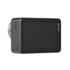 A black action camera with a screen is shown from a side angle against a white background. Voir les images du produit