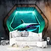 Vlies fototapete Tiere Neon Hai 400x280 cm Feeby Blau inkl. Produktbild-Vorschau 2