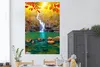 MuchoWow® Poster Steine - Baum - Wasserfall - Herbst - Rot Produktbild-Vorschau 2