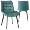 Two turquoise chairs with black legs are shown against a white background. One chair is shown from the front-left, and the other from the back. Anteprima dell’immagine prodotto