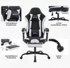 WOTSTA Gaming Stuhl Racing Bürostuhl Fußstütze Grau-Beige Produktbild-Vorschau 4