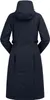 Back view of a dark blue, long coat with a hood. Produktbild-Vorschau