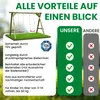 A swing set with a comparison chart highlighting product benefits. Produktbild-Vorschau
