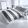 Bettwäsche 135x200 cm Set Grau Gestreift Baumwolle Produktbild-Vorschau 2