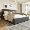 OKWISH Lit coffre 140x200 cm - Lit double rembourré Beige Voir les images du produit 2