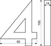 Hliníkové číslo 4 v „3D“ provedení RN.100LV.4.AL.CE Náhled obrázku produktu 2