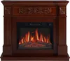 A dark brown electric fireplace with a realistic flame effect. Podgląd zdjęcia produktu