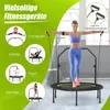 A woman is using a mini trampoline in a gym setting, with various fitness activities illustrated around her. Náhľad obrázku produktu