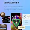 Marketing material for Android 15, showcasing its features with graphics and text. Produktbild-Vorschau