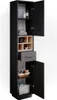 A tall, narrow bathroom cabinet with its doors open, displaying various items inside. Anteprima dell’immagine prodotto