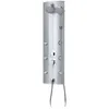 A silver shower panel with multiple shower heads and body jets. Produktbild-Vorschau