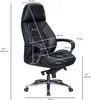 A black leather office chair with dimensions labeled. Voir les images du produit