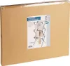 A cardboard box containing a clothes drying rack, with a label showing a picture of the product and its details. Náhľad obrázku produktu
