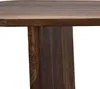 A close-up view of the wooden table leg and the underside of the tabletop. Voir les images du produit