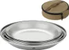 A set of stainless steel plates and a storage bag. Náhled obrázku produktu
