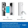 Diagrams and text explaining the power supply methods for a doorbell camera. Produktbild-Vorschau