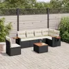 vidaXL 7-tlg. Garten-Sofagarnitur mit Kissen Schwarz Poly Produktbild-Vorschau 2