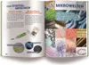 An open book showing a digital microscope and various microscopic images. Voir les images du produit