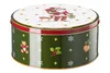A Christmas-themed round tin with Santa Claus and a reindeer on the lid, and various Christmas motifs on the sides. Produktbild-Vorschau