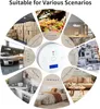 A collage of images showing various scenarios where a carbon monoxide detector can be used, with the detector in the center. Produktbild-Vorschau