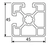 Länge 860mm - Design-Aluminiumprofil 45x45L 2 Nuten Produktbild-Vorschau 2