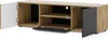 A TV stand with its doors open, showing the interior compartments and shelves. Náhled obrázku produktu