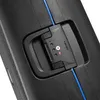 A close-up view of a black suitcase with a blue stripe and a built-in combination lock. Produktbild-Vorschau